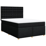 Box Spring Bed with Mattress Black Queen Fabric - Front View