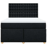 Box Spring Bed with Mattress Black Queen Fabric - Top-Down View