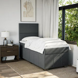 Box Spring Bed with Mattress Dark Grey King Single Fabric - Side View