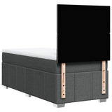 Box Spring Bed with Mattress Dark Grey King Single Fabric - Rear View
