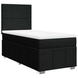 Box Spring Bed with Mattress Black King Single Fabric - Front View