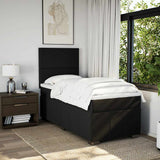 Box Spring Bed with Mattress Black King Single Fabric - Side View