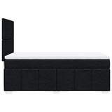Box Spring Bed with Mattress Black King Single Fabric