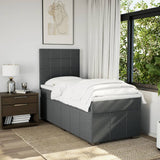 Box Spring Bed with Mattress Dark Grey King Single Fabric - Side View