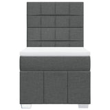 Box Spring Bed with Mattress Dark Grey King Single Fabric - Top-Down View