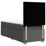 Box Spring Bed with Mattress Dark Grey King Single Fabric - Rear View
