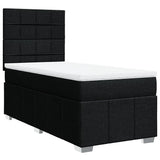 Box Spring Bed with Mattress Black King Single Fabric - Front View