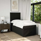 Box Spring Bed with Mattress Black King Single Fabric - Side View