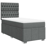 Box Spring Bed with Mattress Dark Grey King Single Fabric - Front View