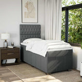 Box Spring Bed with Mattress Dark Grey King Single Fabric - Side View