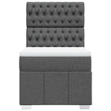 Box Spring Bed with Mattress Dark Grey King Single Fabric - Top-Down View