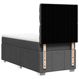 Box Spring Bed with Mattress Dark Grey King Single Fabric - Rear View