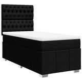 Box Spring Bed with Mattress Black King Single Fabric - Front View