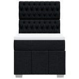 Box Spring Bed with Mattress Black King Single Fabric - Top-Down View