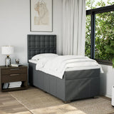 Box Spring Bed with Mattress Dark Grey King Single Fabric - Side View