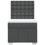 Box Spring Bed with Mattress Dark Grey King Single Fabric