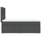 Box Spring Bed with Mattress Dark Grey King Single Fabric