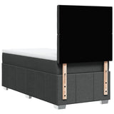 Box Spring Bed with Mattress Dark Grey King Single Fabric - Rear View