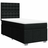 Box Spring Bed with Mattress Black King Single Fabric - Front View