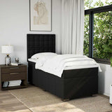 Box Spring Bed with Mattress Black King Single Fabric - Side View