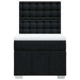 Box Spring Bed with Mattress Black King Single Fabric