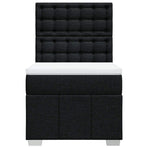 Box Spring Bed with Mattress Black King Single Fabric