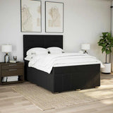Box Spring Bed with Mattress Black Double Fabric - Side View
