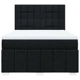 Box Spring Bed with Mattress Black Double Fabric - Top-Down View