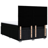 Box Spring Bed with Mattress Black Double Fabric - Rear View