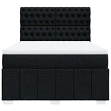 Box Spring Bed with Mattress Black Double Fabric - Top-Down View