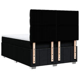 Box Spring Bed with Mattress Black Double Fabric - Rear View