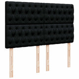 Box Spring Bed with Mattress Black Double Fabric - Close-Up Angle