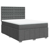 Box Spring Bed with Mattress Dark Grey Double Fabric - Front View
