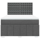 Box Spring Bed with Mattress Dark Grey Double Fabric - Top-Down View