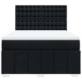 Box Spring Bed with Mattress Black Double Fabric - Top-Down View