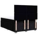Box Spring Bed with Mattress Black Double Fabric - Rear View