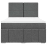 Box Spring Bed with Mattress Dark Grey Queen Fabric - Top-Down View