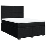 Box Spring Bed with Mattress Black Queen Fabric - Front View