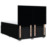 Box Spring Bed with Mattress Black Queen Fabric - Rear View