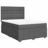 Box Spring Bed with Mattress Dark Grey Queen Fabric - Front View
