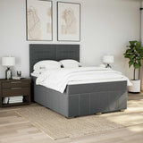 Box Spring Bed with Mattress Dark Grey Queen Fabric - Side View