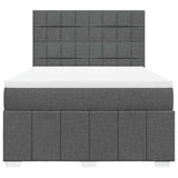 Box Spring Bed with Mattress Dark Grey Queen Fabric - Top-Down View