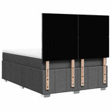 Box Spring Bed with Mattress Dark Grey Queen Fabric - Rear View