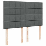 Box Spring Bed with Mattress Dark Grey Queen Fabric - Close-Up Angle