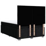 Box Spring Bed with Mattress Black Queen Fabric - Rear View