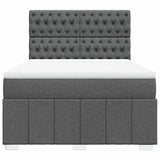 Box Spring Bed with Mattress Dark Grey Queen Fabric - Top-Down View