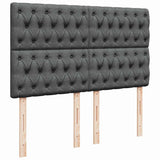 Box Spring Bed with Mattress Dark Grey Queen Fabric - Close-Up Angle