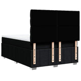 Box Spring Bed with Mattress Black Queen Fabric - Rear View