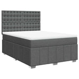 Box Spring Bed with Mattress Dark Grey Queen Fabric - Front View