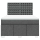 Box Spring Bed with Mattress Dark Grey Queen Fabric - Top-Down View